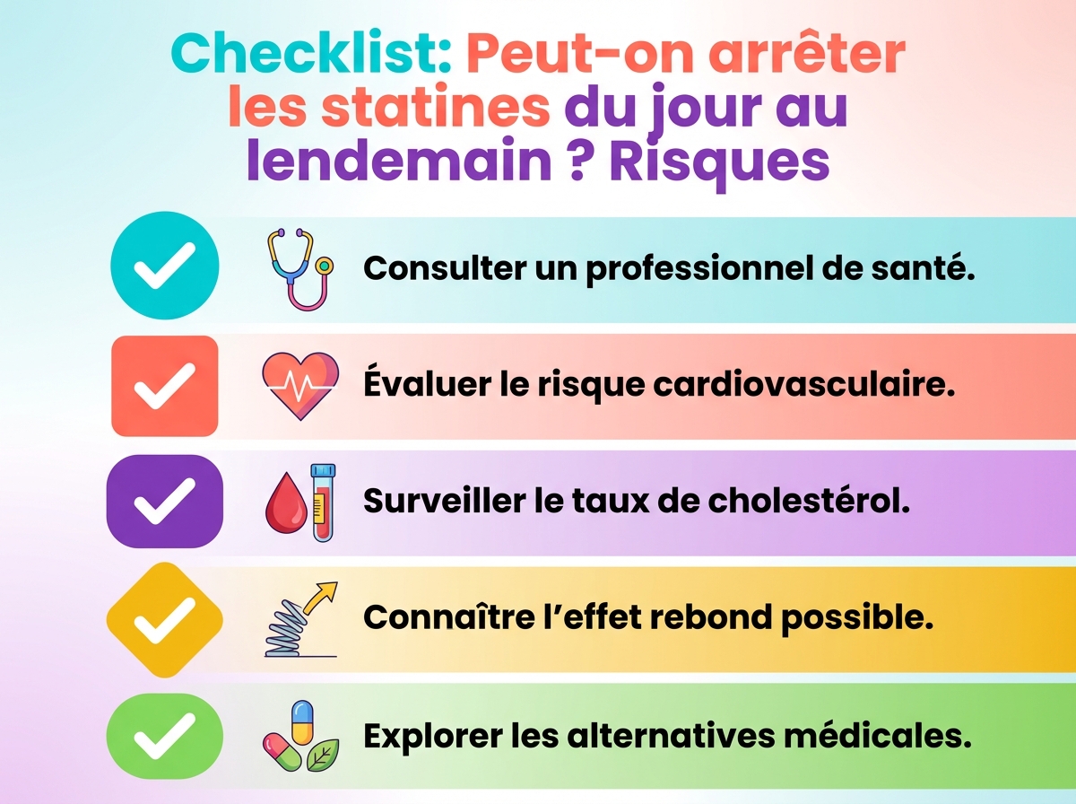 Infographie checklist : Peut-on arrêter les statines du jour au lendemain ? Risques