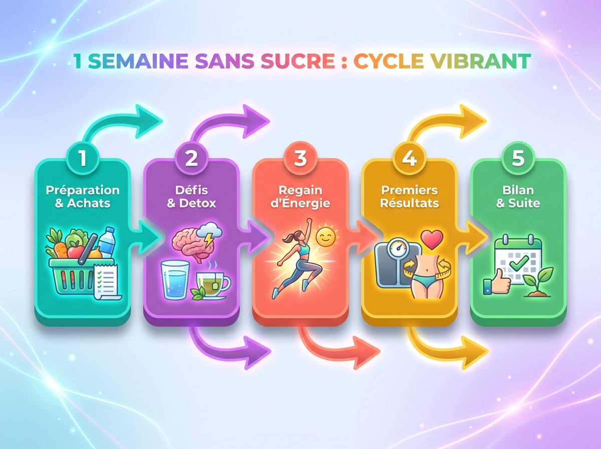 Infographie diagram : 1 semaine sans sucre : perte de poids, que prévoir ?