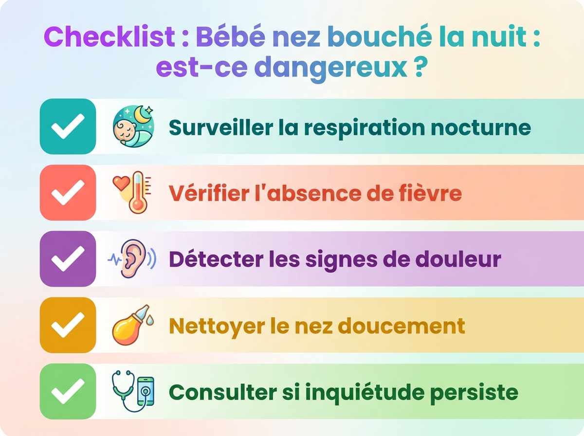 Infographie checklist : Bébé nez bouché la nuit : est-ce dangereux ?