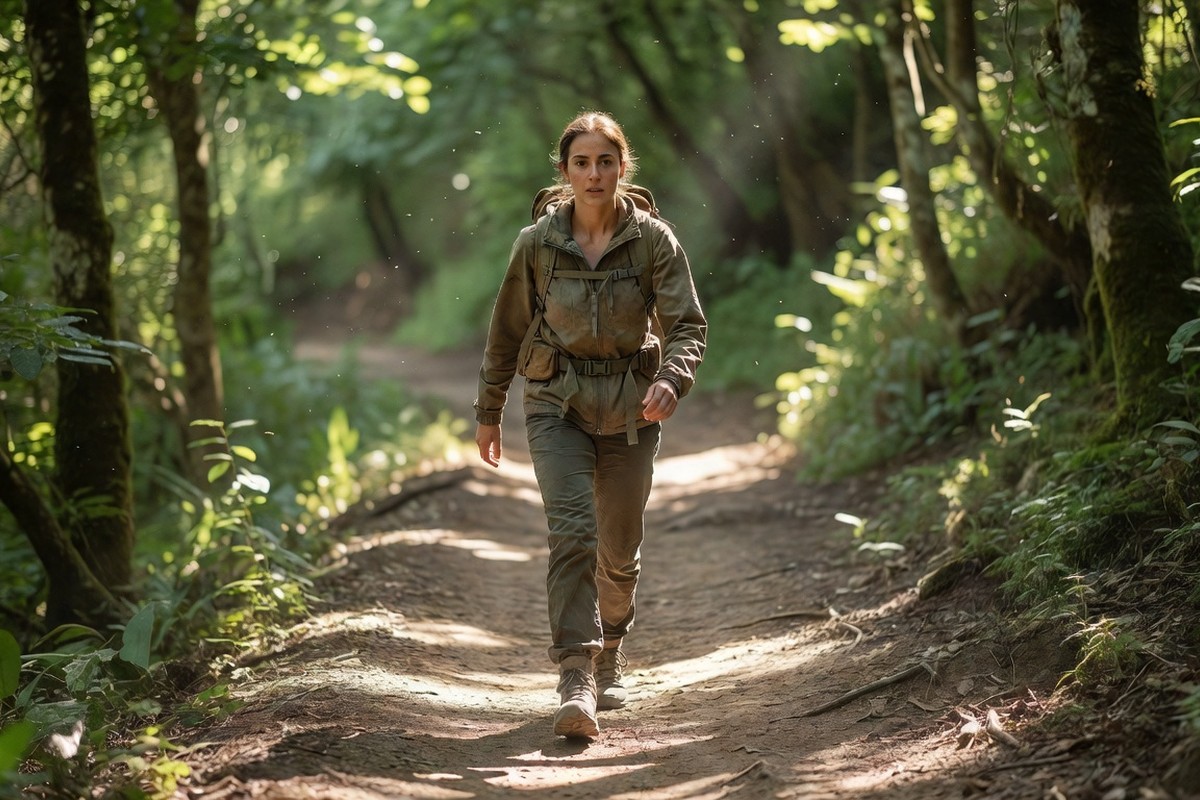 Femme marchant activement en forêt, illustrant une vie normale avec SAPL