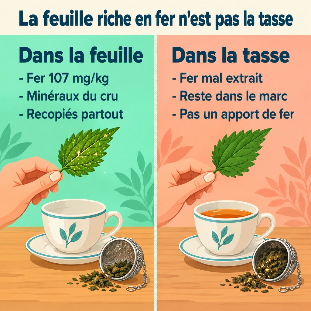 La feuille riche en fer n'est pas la tasse