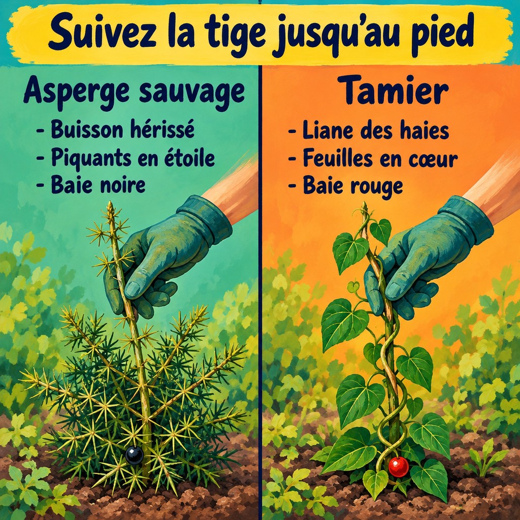 Suivez la tige jusqu'au pied